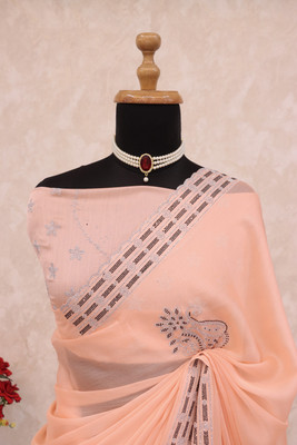 JENNYFEB Embellished Bollywood Pure Silk Saree(Pink)