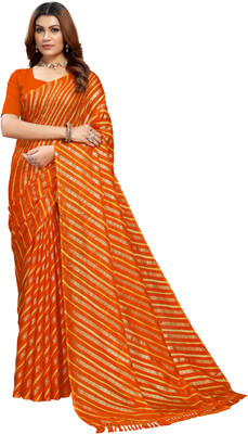 Kanooda Prints Woven Leheria Net Saree(Multicolor)