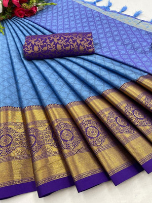 blendza Self Design Bollywood Georgette Saree(Multicolor)