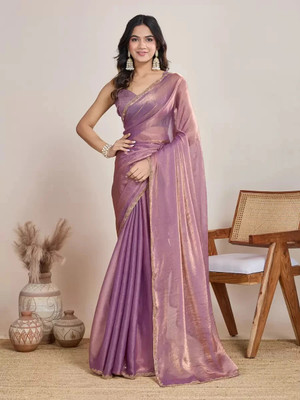 Nxika Embellished Bollywood Tissue Saree(Purple)