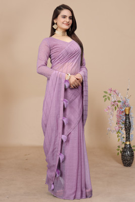2SD gratitude Solid/Plain Bollywood Chiffon Saree(Purple)
