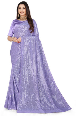 Clemira Embellished Bollywood Georgette Saree(Purple)