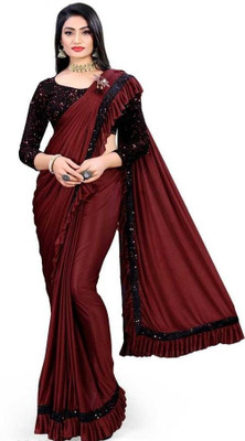 SUHAAN CREATION Self Design Bollywood Lycra Blend Saree(Blue)