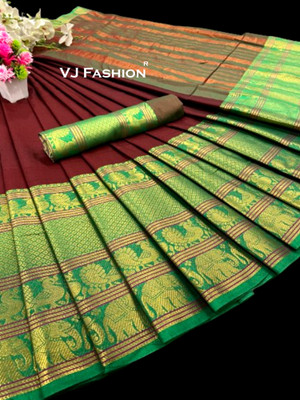 HITESH ENTERPRISE Woven Kanjivaram Jacquard Saree(Maroon)