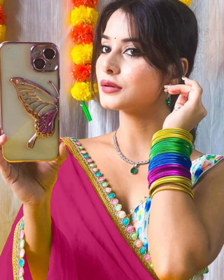 SHAYONAM Embellished, Embroidered Daily Wear Georgette Saree(Pink)