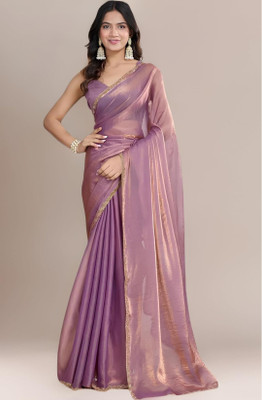 HouseOfCommon Woven Bollywood Chiffon, Pure Silk Saree(Purple)