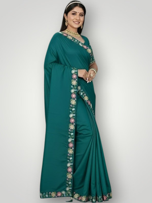 Shree Ambey Self Design Bollywood Georgette Saree(Green)