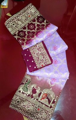 Rohit Designer Printed Banarasi Jacquard Saree(Multicolor)