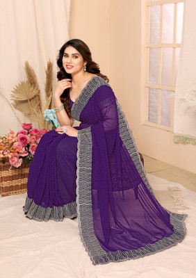 Divastri Embellished Bollywood Georgette Saree(Purple)