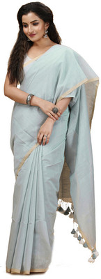 Oishani Saree Ghor Woven Jamdani Cotton Silk Saree(Grey)