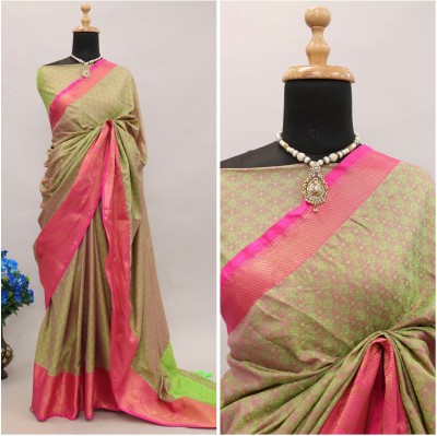 Miswa Woven, Dyed Bollywood Silk Blend, Art Silk Saree(Light Green)