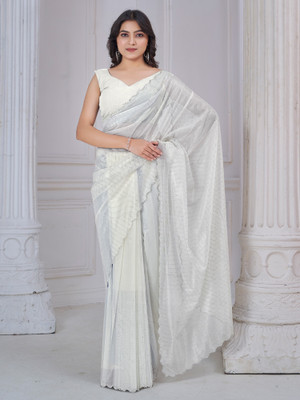 Sareemall Embellished Bollywood Net Saree(Beige)