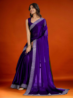 SHELDROM MART Self Design Bollywood Jimmy choo Saree(Blue)