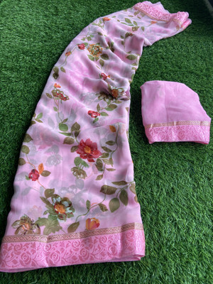 bhavika silk mills Printed Daily Wear Georgette Saree(Pink)