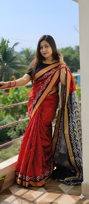 Laxmipati sarees Printed Bollywood Chiffon Saree(Red)