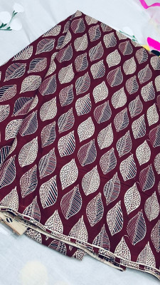 llizasboutique Printed, Self Design Saree with Attached Blouse Cotton Blend Saree(Maroon)
