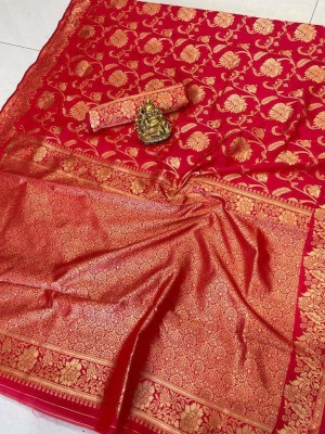 VASALI Woven Kanjivaram Pure Silk, Art Silk Saree(Red)