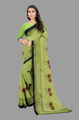 Vimalnath Synthetics Printed Mysore Georgette Saree(Light Green)