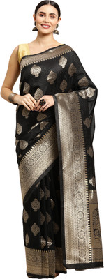 AMIRAT CLOTHING Woven Banarasi Pure Silk Saree(Black)