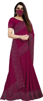 pUNYATHA CREATION Embroidered Chanderi Silk Blend Saree(Maroon)