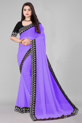 Aai shree khodiyar Self Design Daily Wear Georgette Saree(Purple)