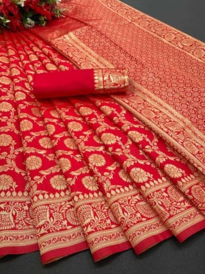 SWAMI STUDIO Self Design Banarasi Jacquard Saree(Red)