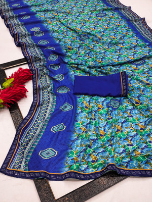 NIRMOHIFASHION Printed Bollywood Georgette Saree(Light Blue)