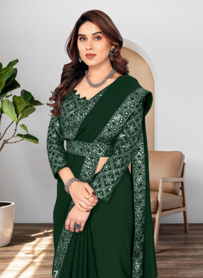 Kalavrit Creation Embroidered Bollywood Georgette Saree(Green)