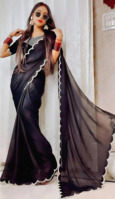 KAKADIYA CREATION Embellished Bollywood Chiffon Saree(Black)