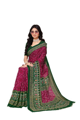 Kanooda Prints Printed Daily Wear Georgette Saree(Maroon)