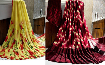 Sitanjali Printed Daily Wear Georgette Saree(Pack of 2, Multicolor)