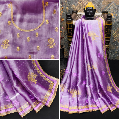 TANNU FAB Embellished Bollywood Jacquard Saree(Purple)