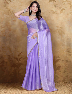 ASHTA Self Design Kanjivaram Jimmy choo, Chiffon Saree(Purple)