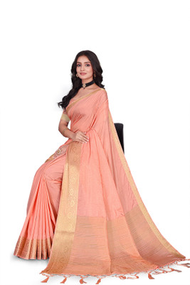 Aarunika IC Solid/Plain Bollywood Pure Silk Saree(Orange)