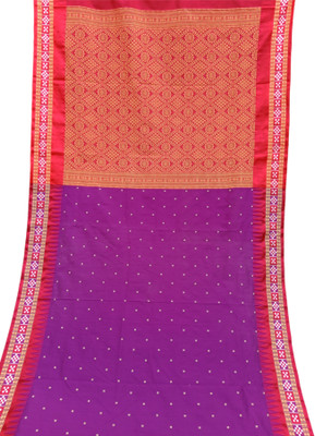Hozaifa Sarees Temple Border, Woven Sambalpuri Art Silk Saree(Magenta)
