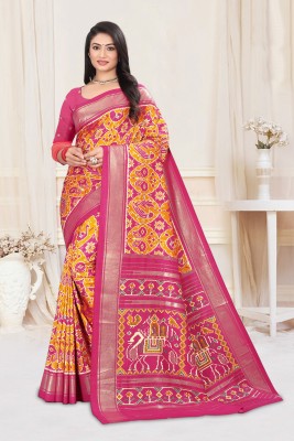 Go Gabana Self Design Patola Art Silk Saree(Multicolor)