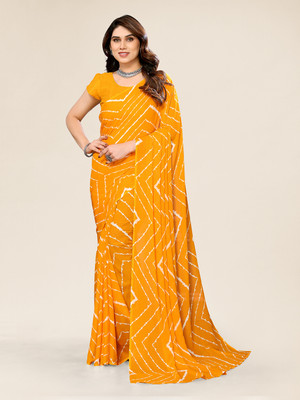kashvi sarees Printed Leheria Georgette Saree(Yellow)