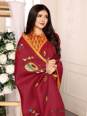 YASHIKA Printed Assam Silk Art Silk Saree(Maroon)