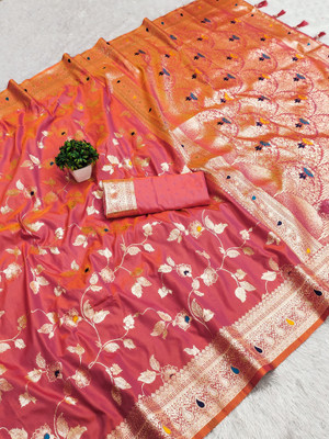 siddharth textiles Self Design Banarasi Cotton Silk Saree(Pink)