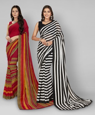 kashvi sarees Printed, Paisley, Ombre, Striped, Geometric Print, Animal Print, Floral Print, Checkered Daily Wear Georgette Saree(Pack of 2, Red)