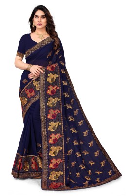 Shilpa Fashion Self Design Bollywood Georgette Saree(Blue)