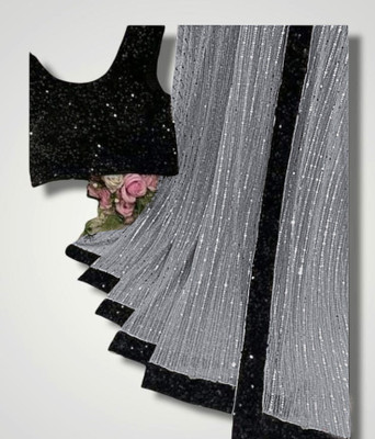 RUCHKET Embroidered Bollywood Net Saree(Grey)