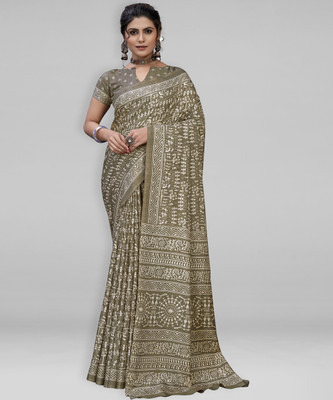 Divastri Printed Daily Wear Silk Blend Saree(Light Green)