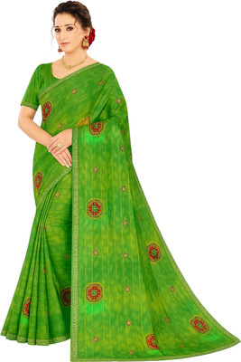 Nitz Collection Solid/Plain Daily Wear Georgette Saree(Dark Green)