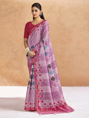 LeeliPeeri Designer Printed Bollywood Tussar Silk Saree(Pink)