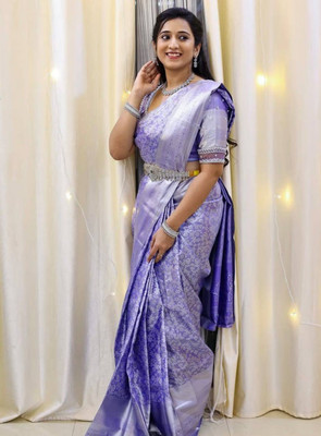 GATISHVAM TEXTILE Woven, Self Design Banarasi Art Silk Saree(Purple)