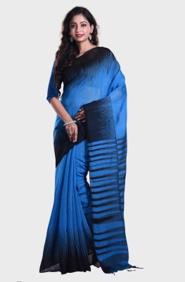 Mystory Woven Daily Wear Handloom Cotton Silk Saree(Blue, Black)