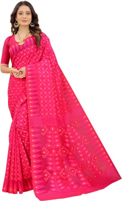 The Vendorvilla Woven Jamdani Cotton Silk Saree(Red)