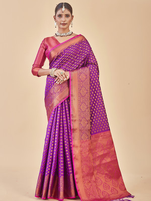 ANOUK Woven Banarasi Art Silk Saree(Magenta)
