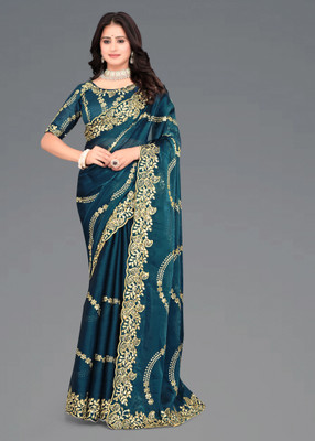 Mortile Designer Studio Woven Kanjivaram Silk Blend Saree(Blue)